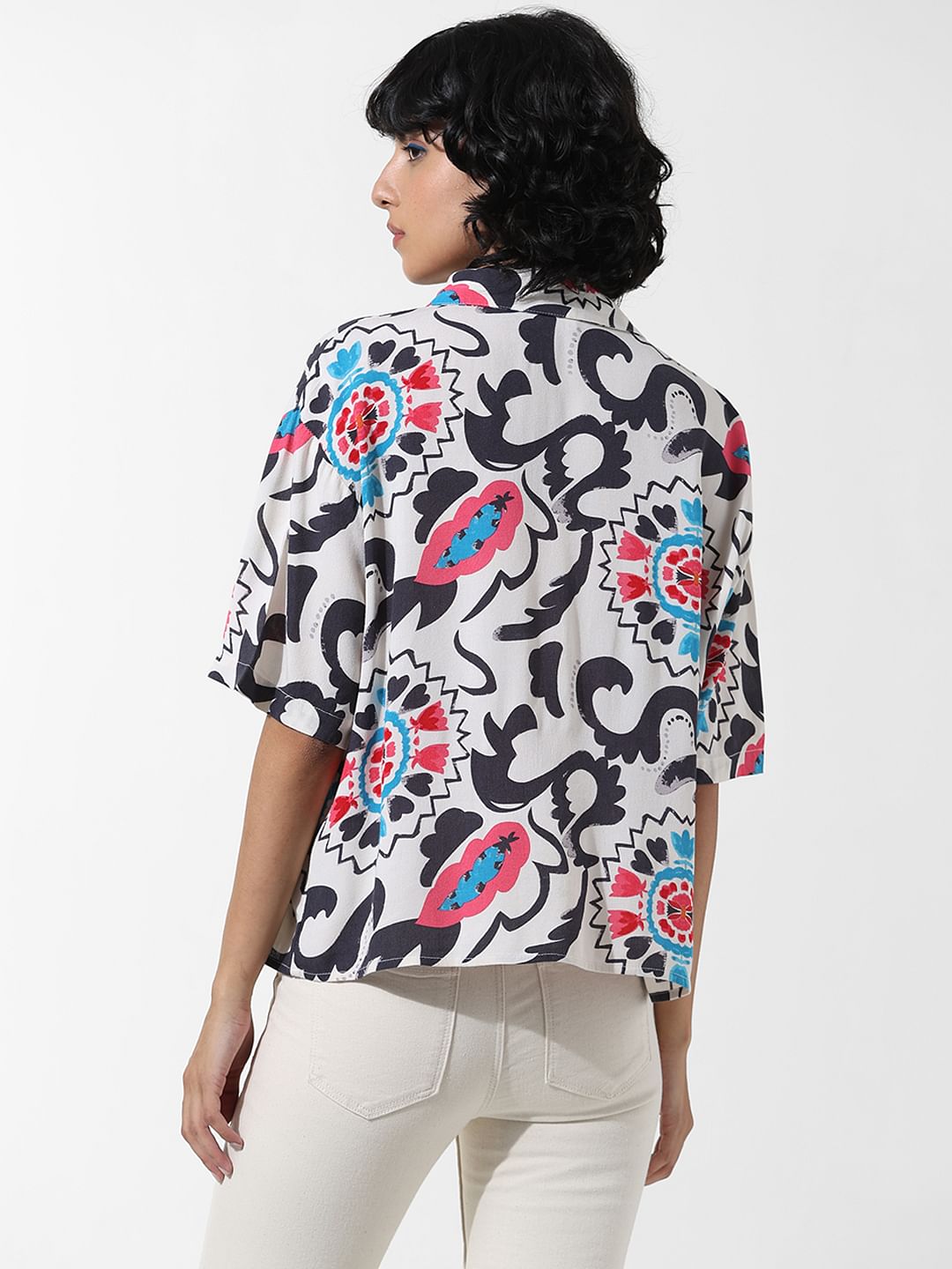 Yellow Printed Oversized Shirt