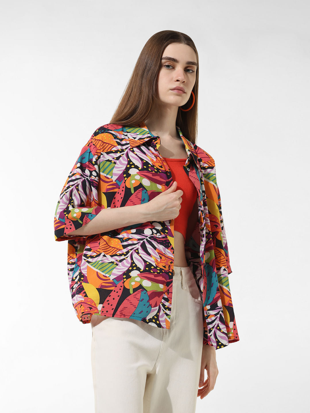 Multi-Colour Printed Oversized Shirt