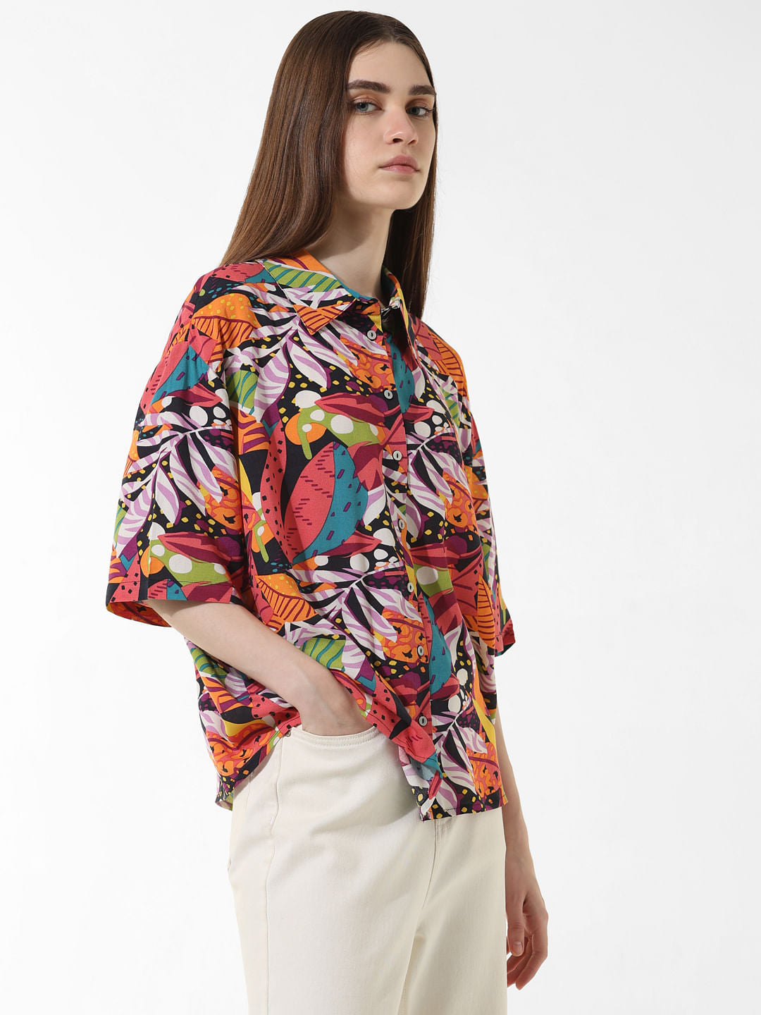 Multi-Colour Printed Oversized Shirt