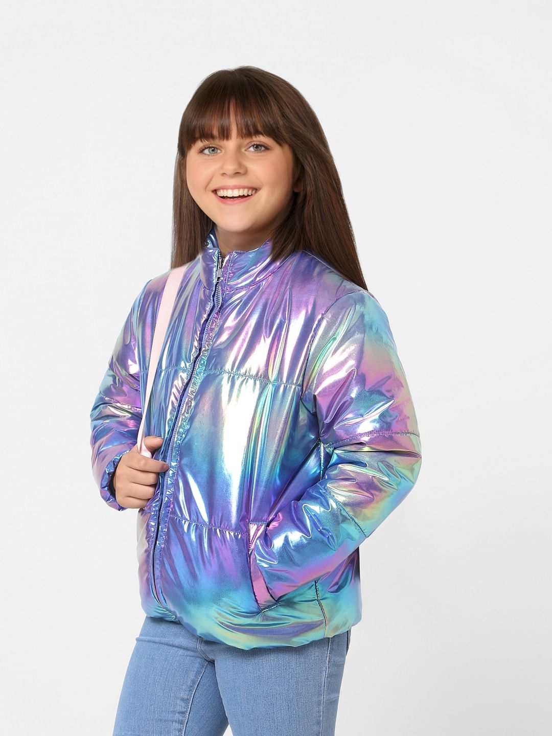 Purple Holographic Puffer Jacket
