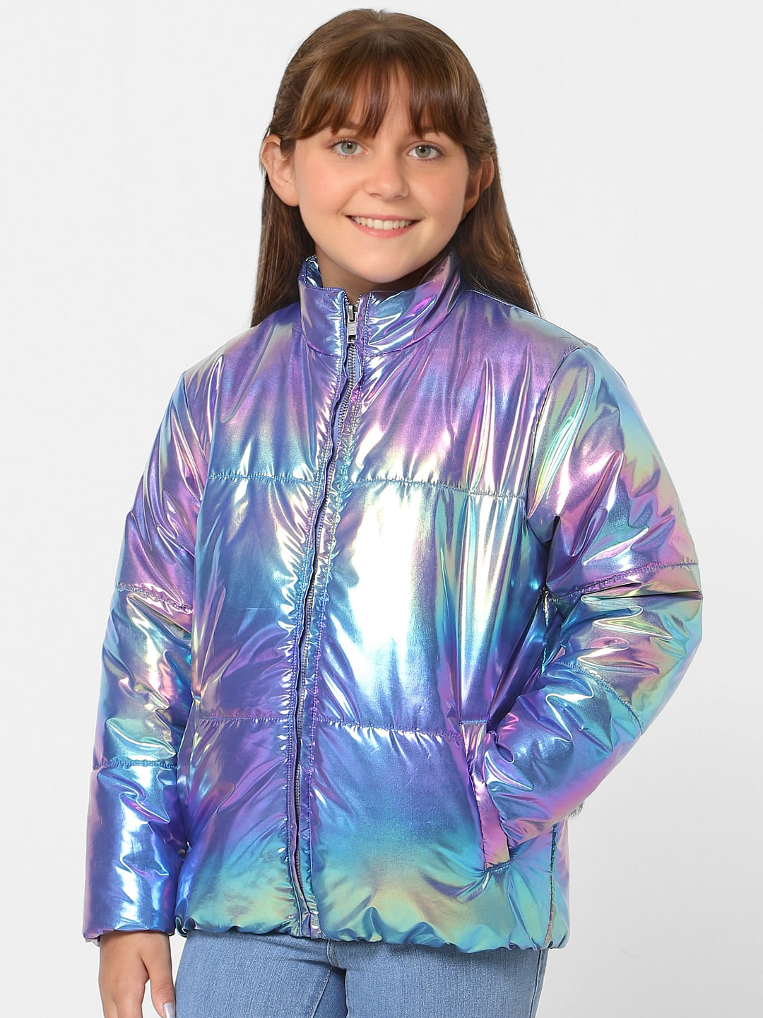 Purple Holographic Puffer Jacket