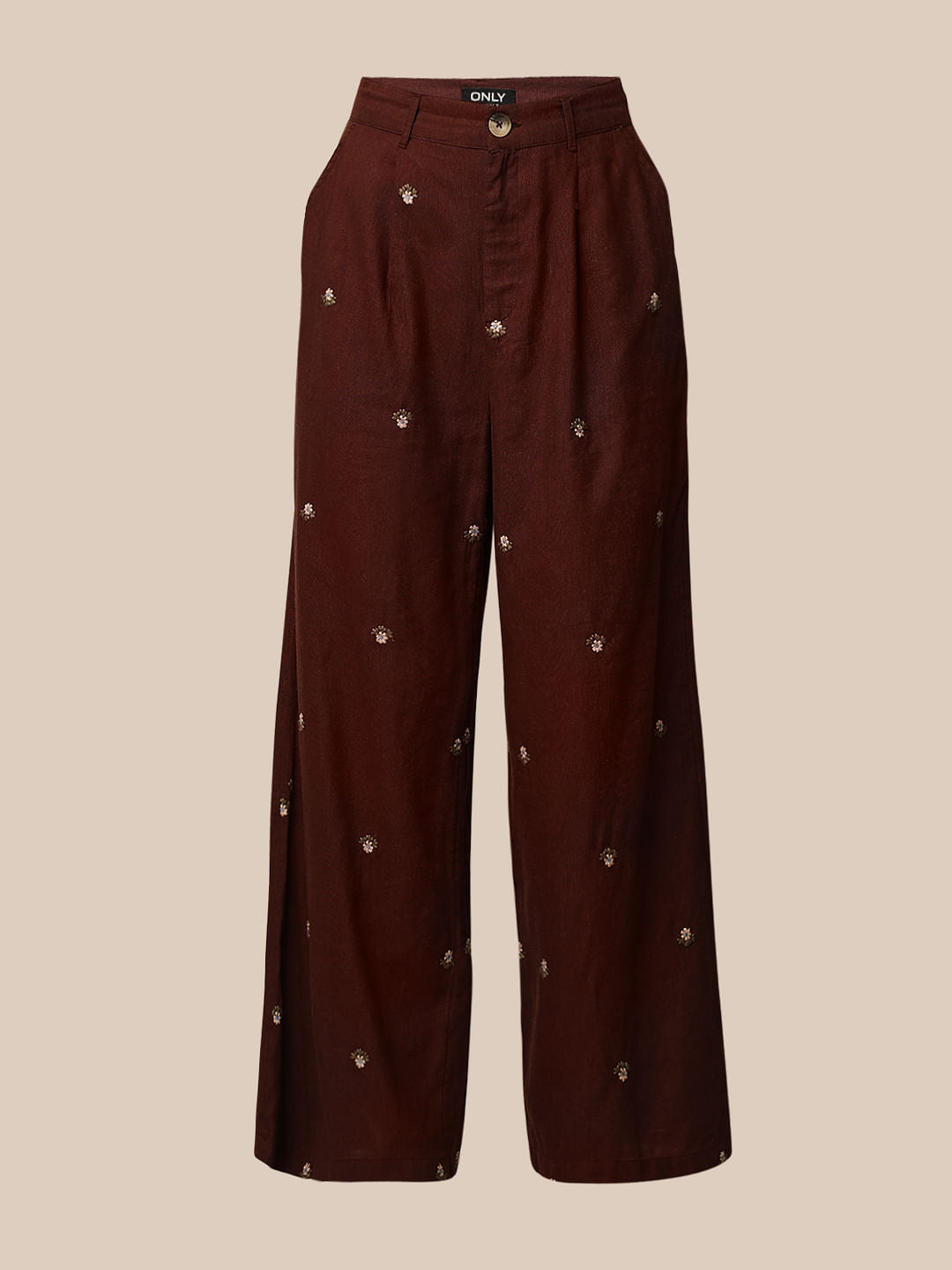 Dark Brown Embroidered Co-Ord Set Pants