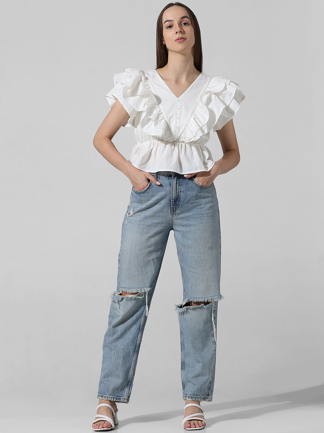 White Poplin Crop Top
