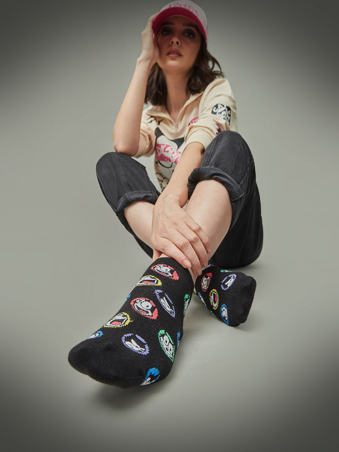 Only X Felix The Cat Pack Of 2 Socks - Black & Green