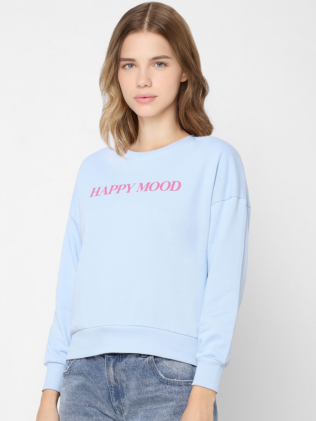 Blue Slogan Print Sweatshirt