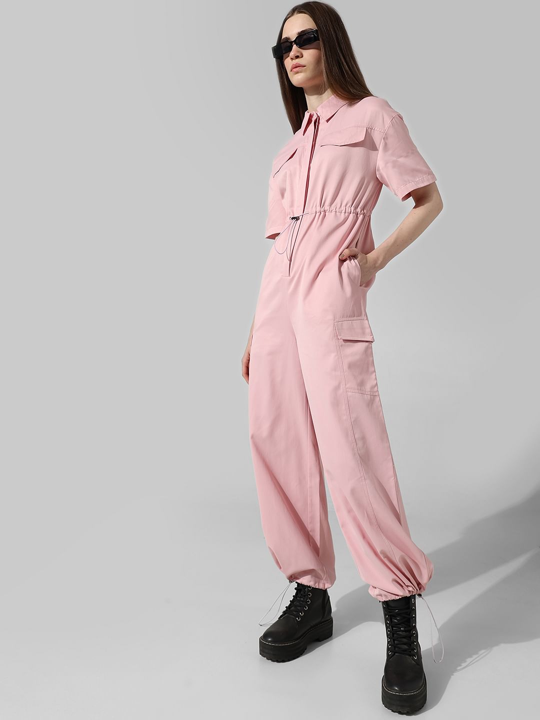 Pink Cargo Jumpsuit