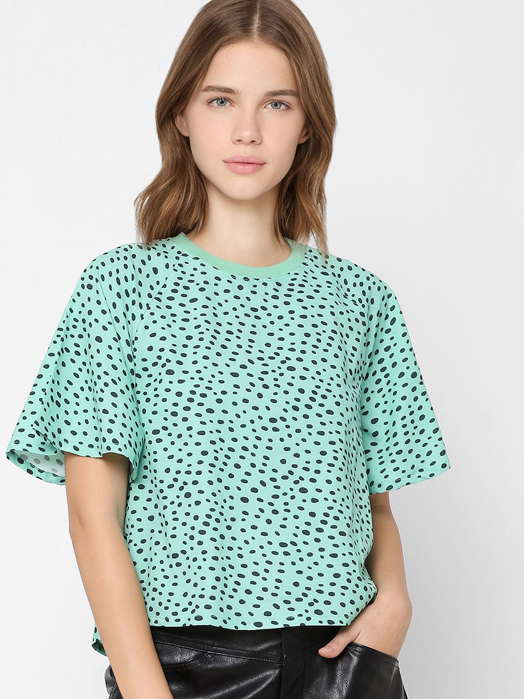 Green Animal Print Top