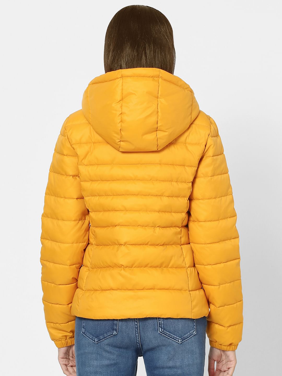 Yellow Hooded Winter Puffer Jacket