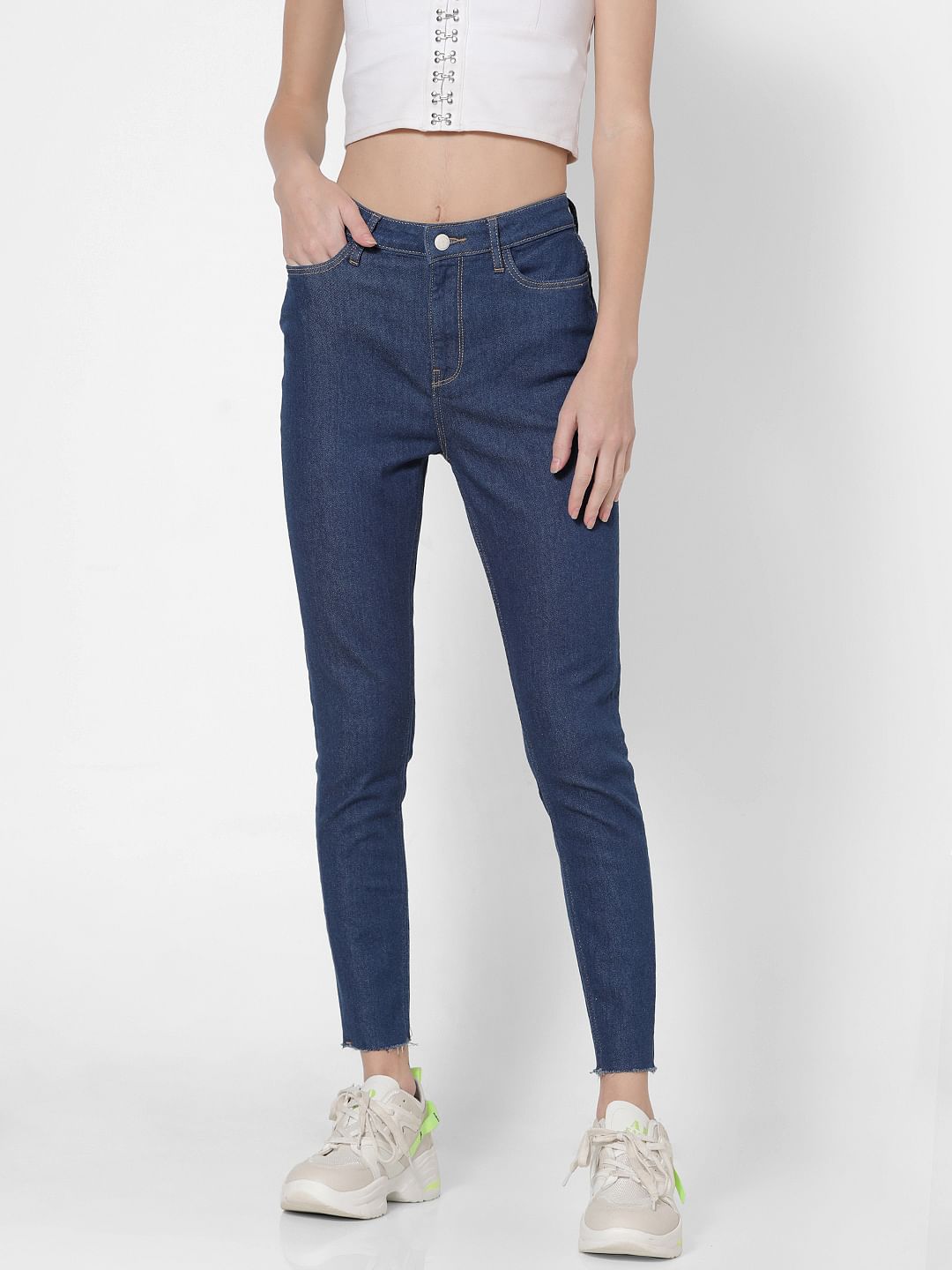 Blue Mid Rise Skinny Jeans