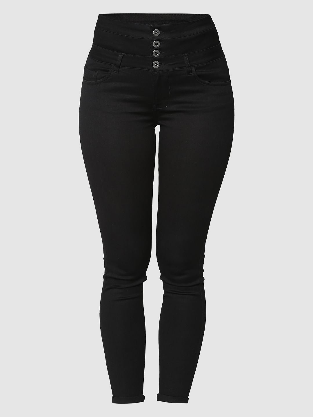 Black High Waist Ankle Length Skinny Fit Jeggings