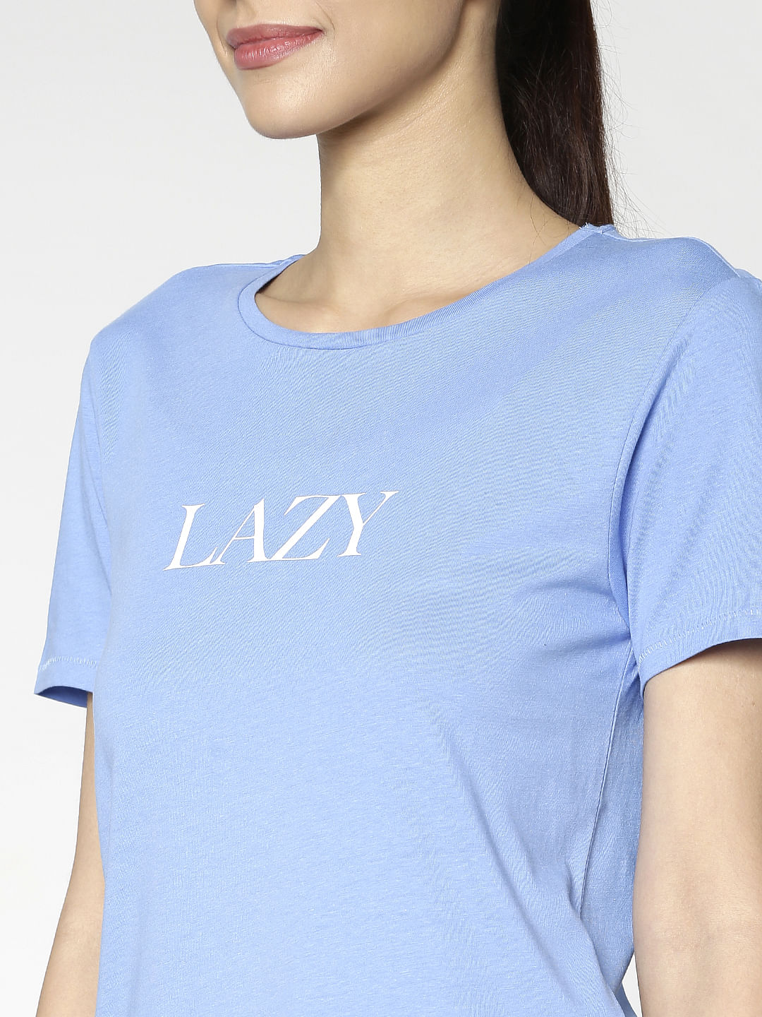 Blue Text Print T-Shirt