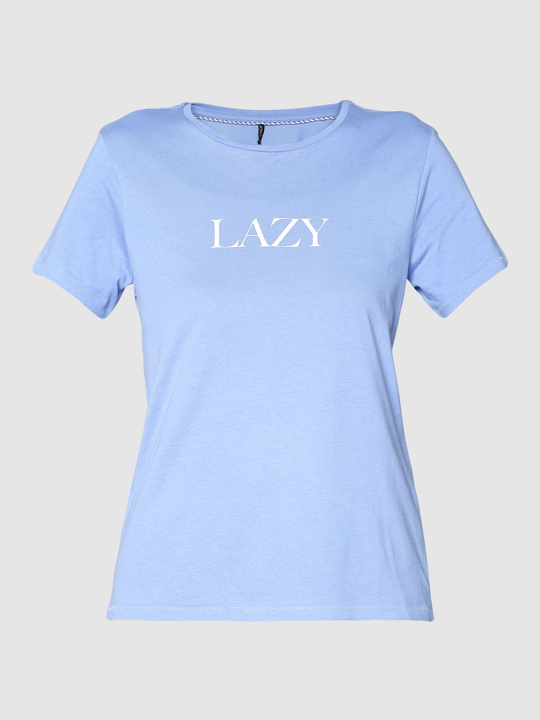Blue Text Print T-Shirt