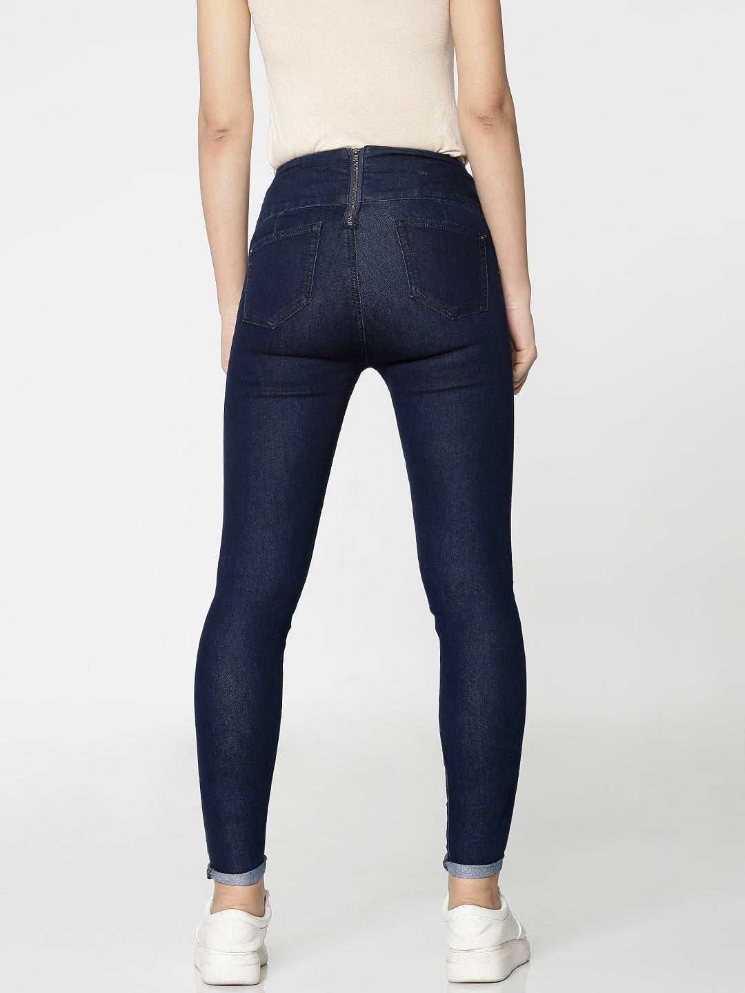 Blue Mid Rise Washed Skinny Fit Jeans