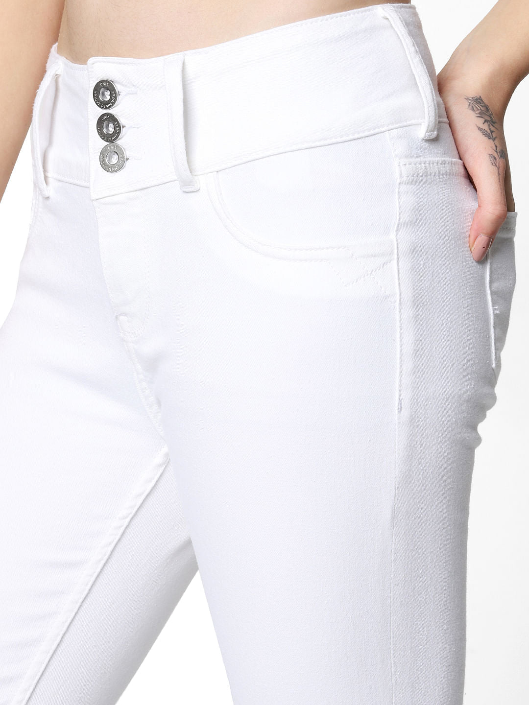 White High Rise Skinny Jeans