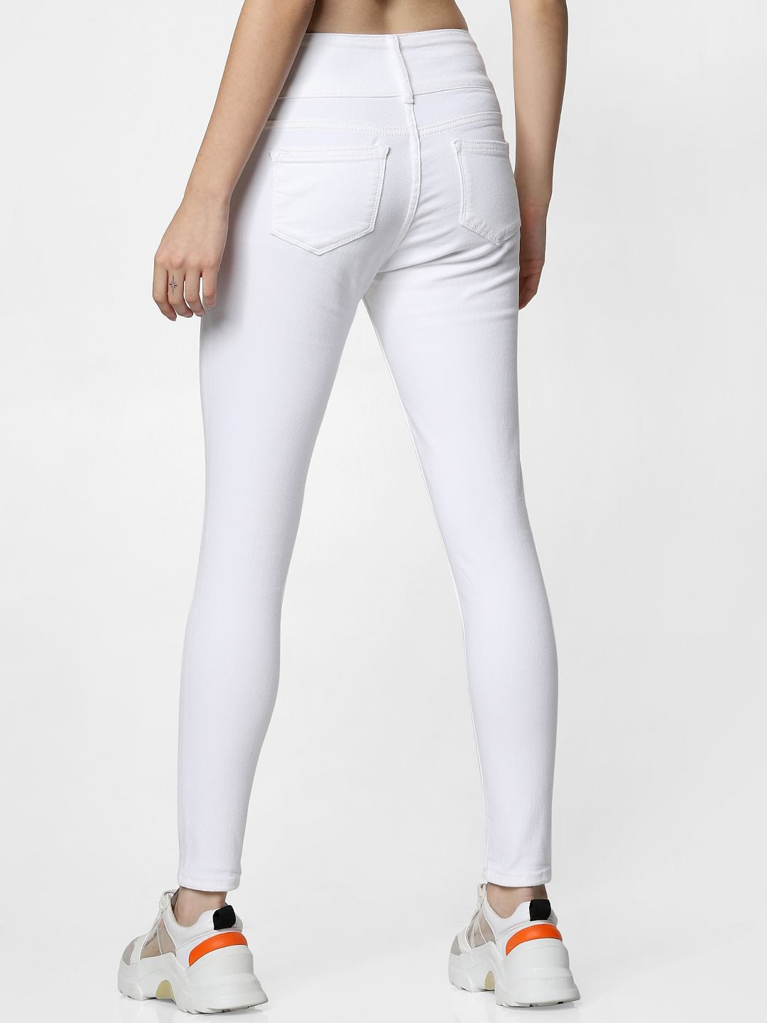 White High Rise Skinny Jeans