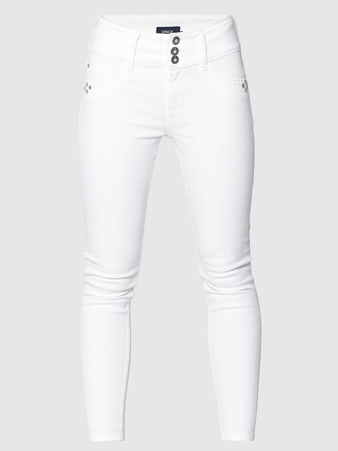 White High Rise Skinny Jeans