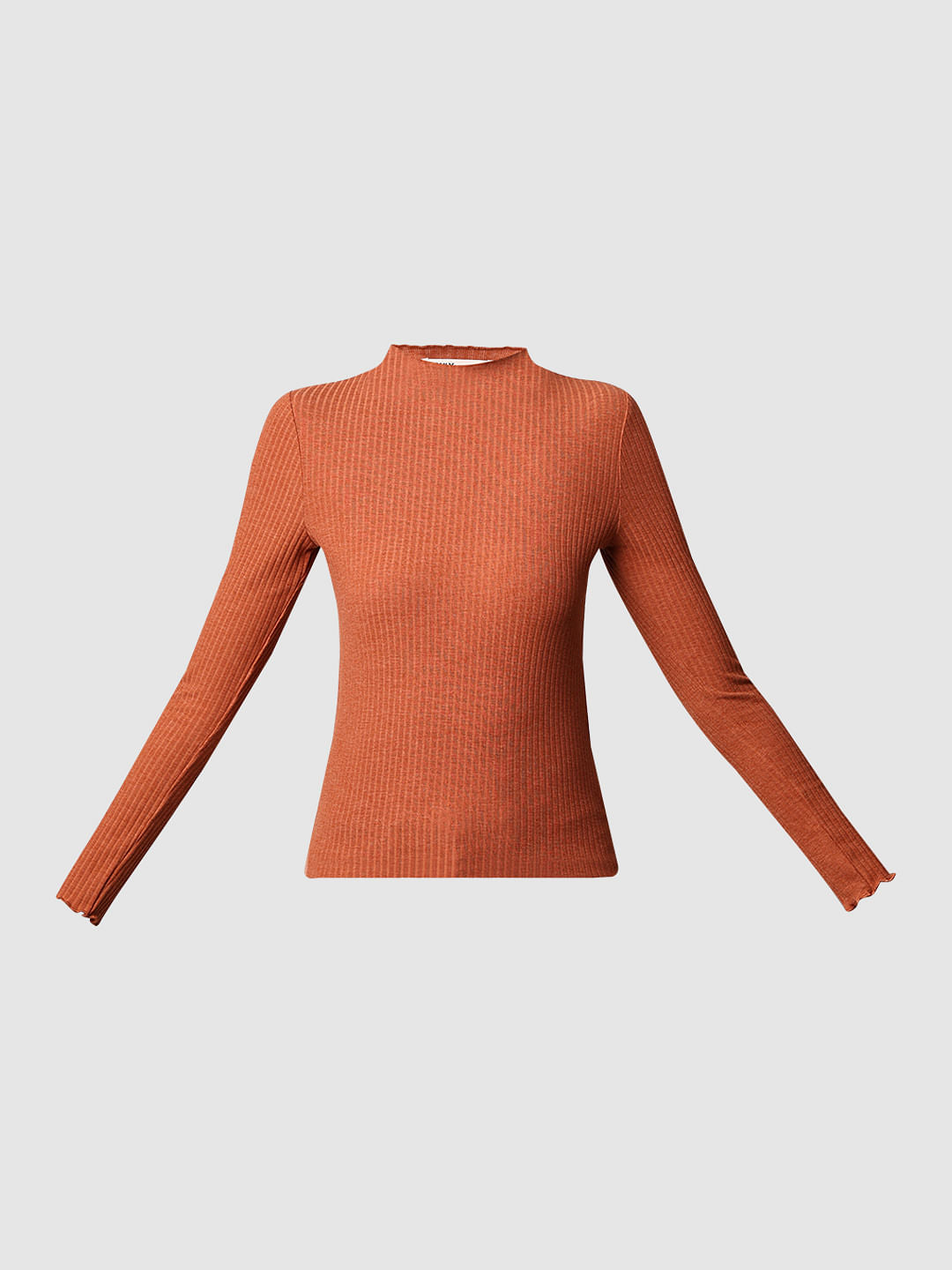 Rust Red Rib-Knit Top