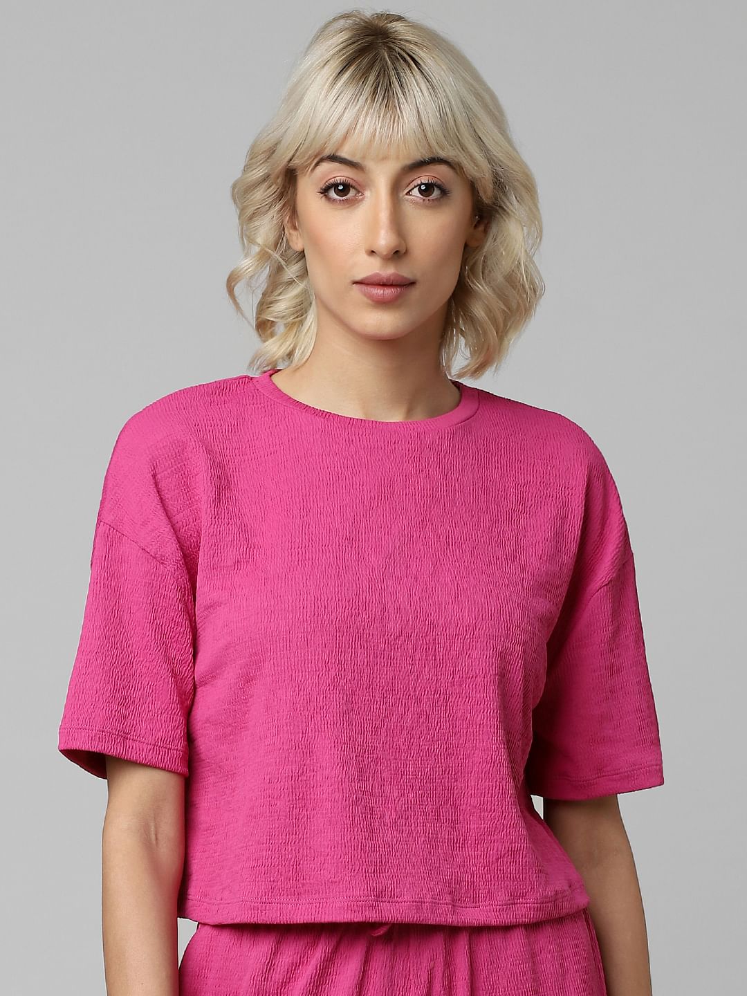 Pink Textured Co-Ord Set T-Shirt