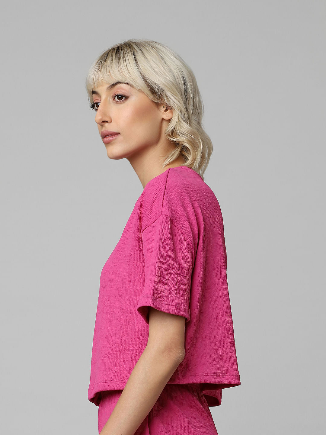 Pink Textured Co-Ord Set T-Shirt