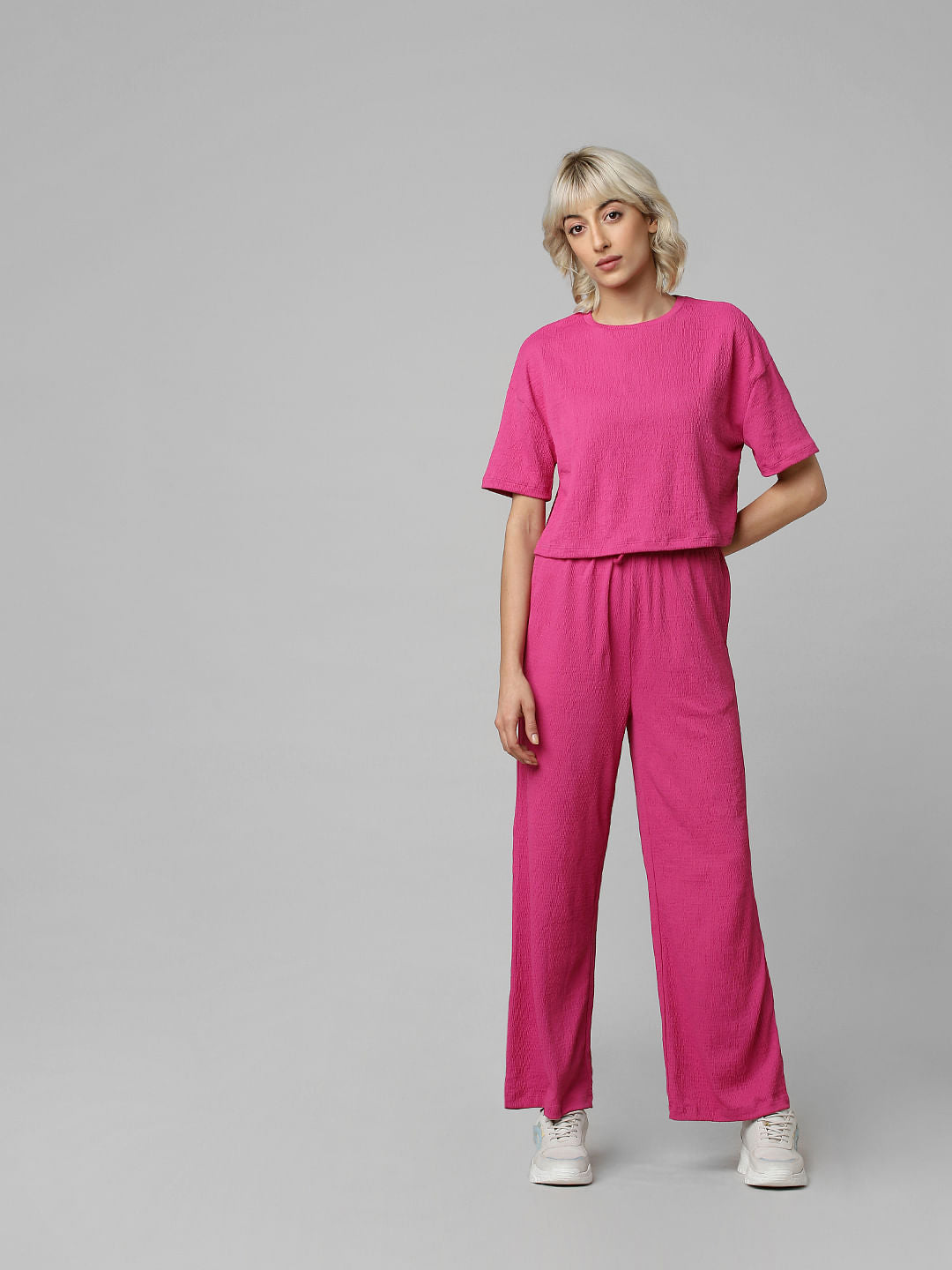 Pink Textured Co-Ord Set T-Shirt