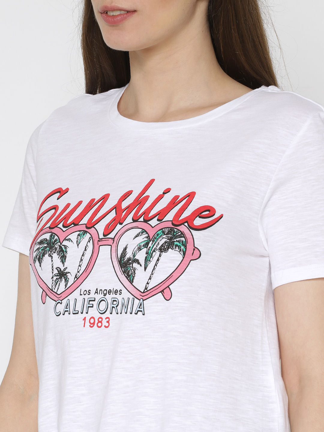 White Graphic Chest Print T-Shirt