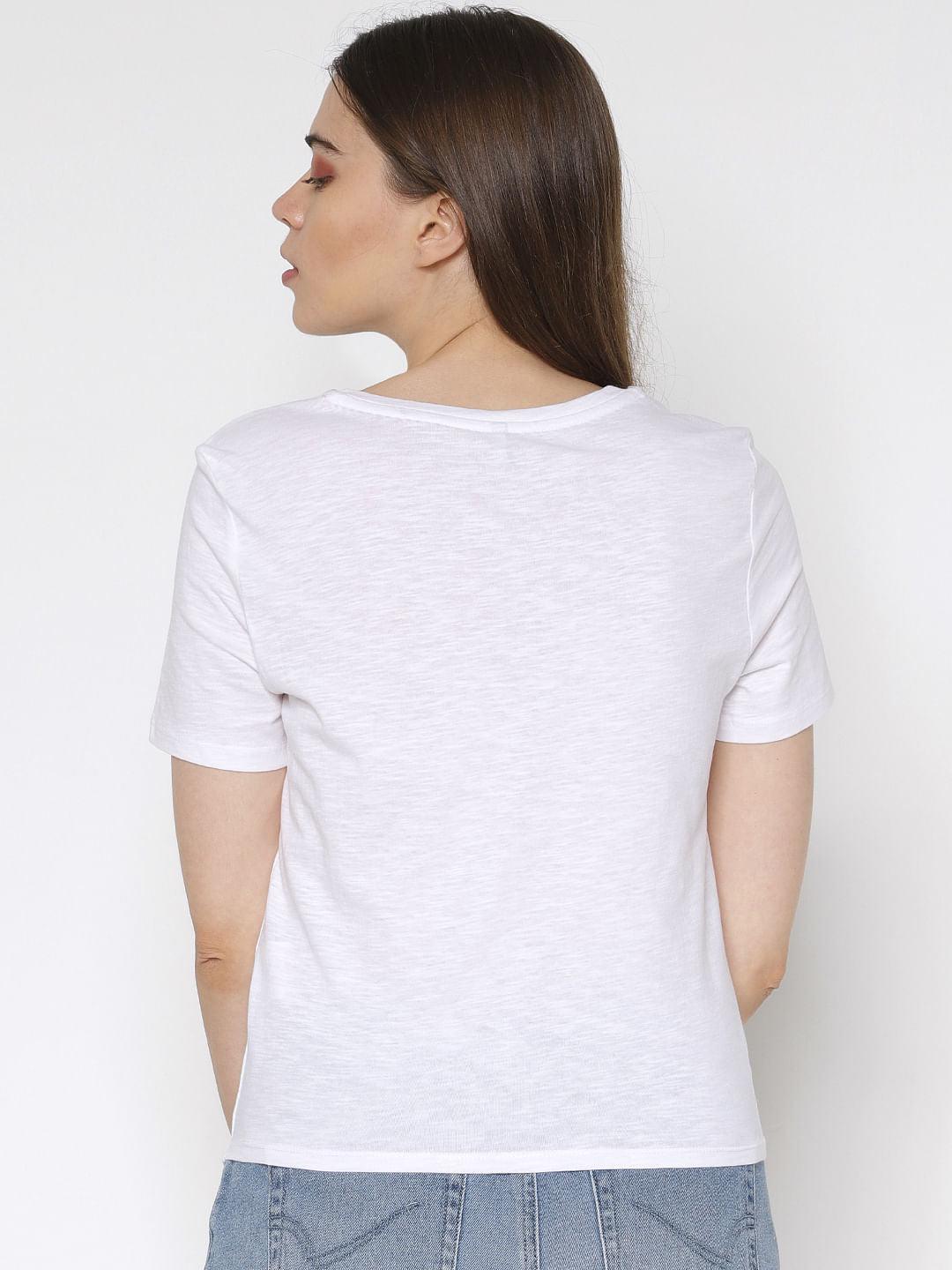 White Graphic Chest Print T-Shirt