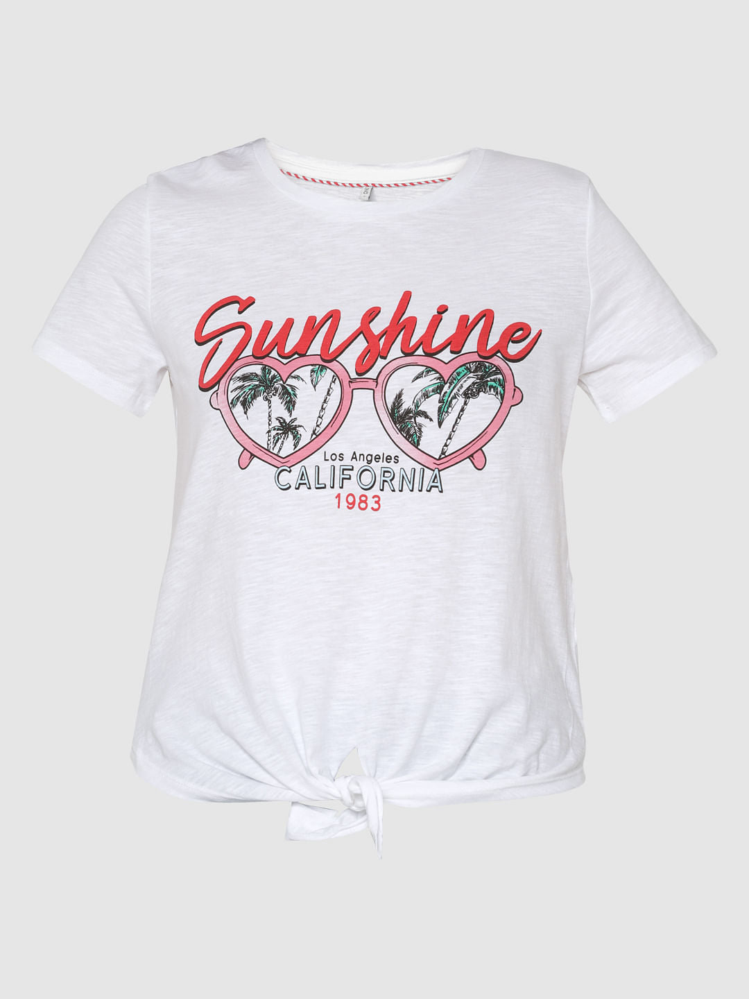 White Graphic Chest Print T-Shirt