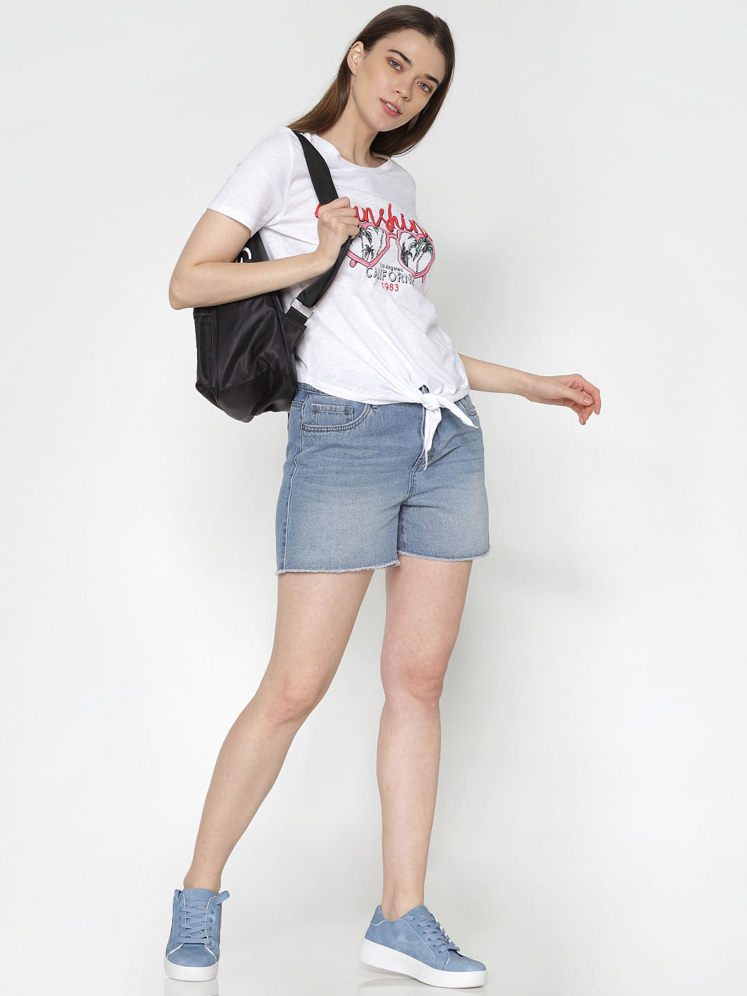 White Graphic Chest Print T-Shirt