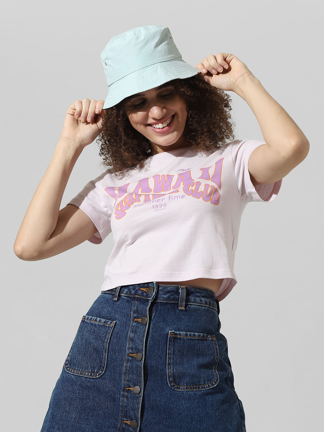 Lavender Printed Cropped T-Shirt