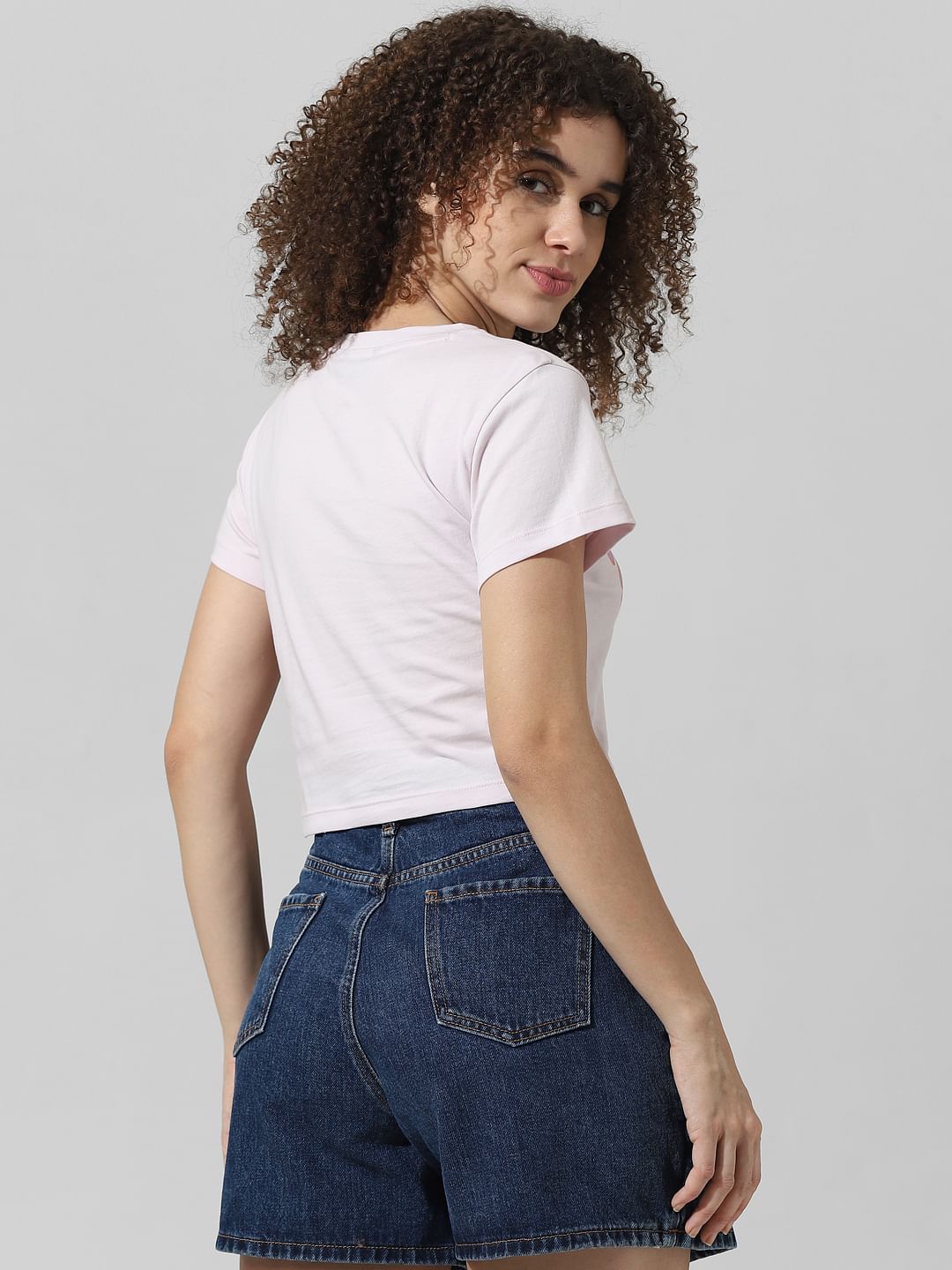 Lavender Printed Cropped T-Shirt