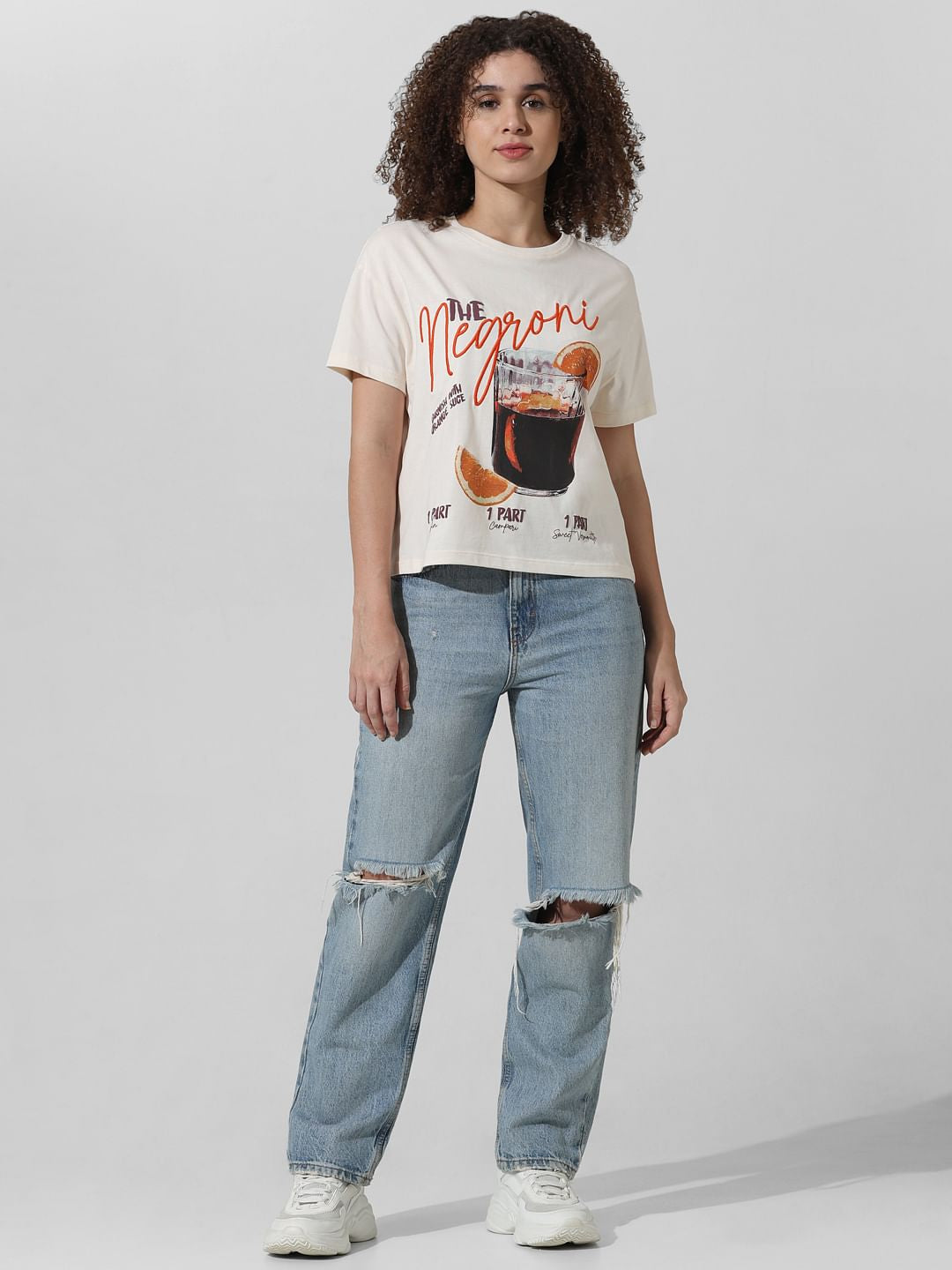 Cream Floral Print T-Shirt
