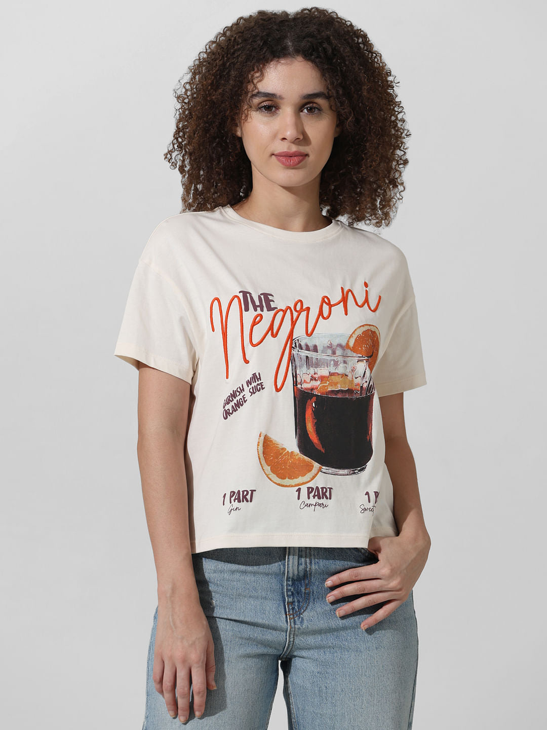 Cream Floral Print T-Shirt