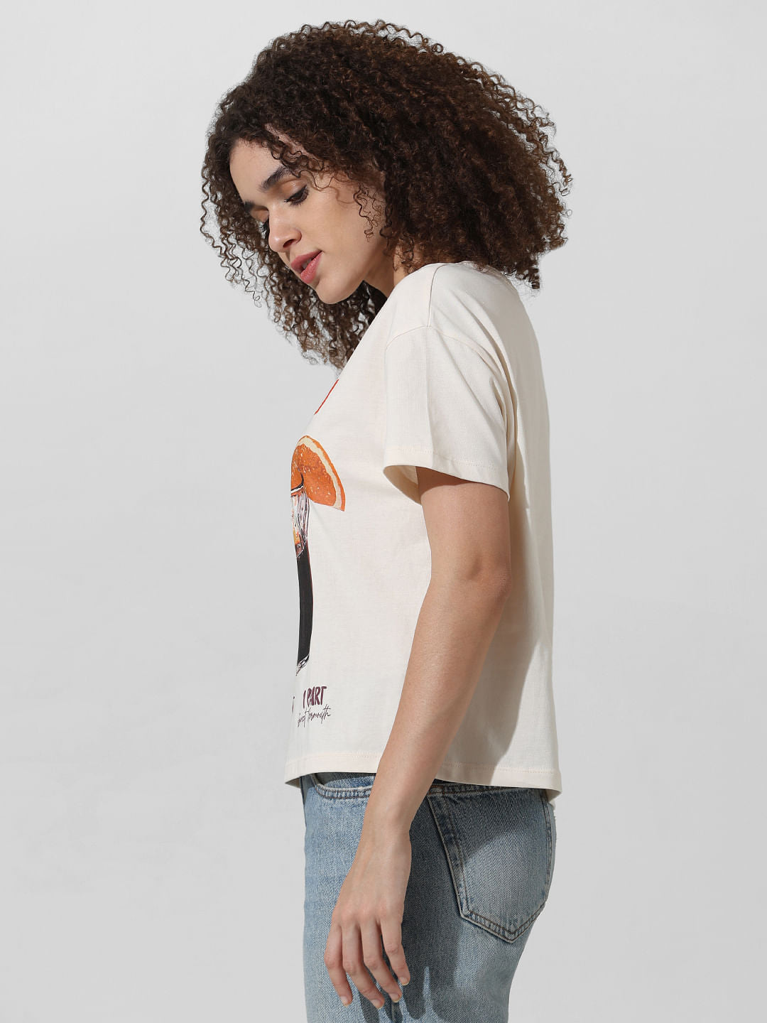 Cream Floral Print T-Shirt