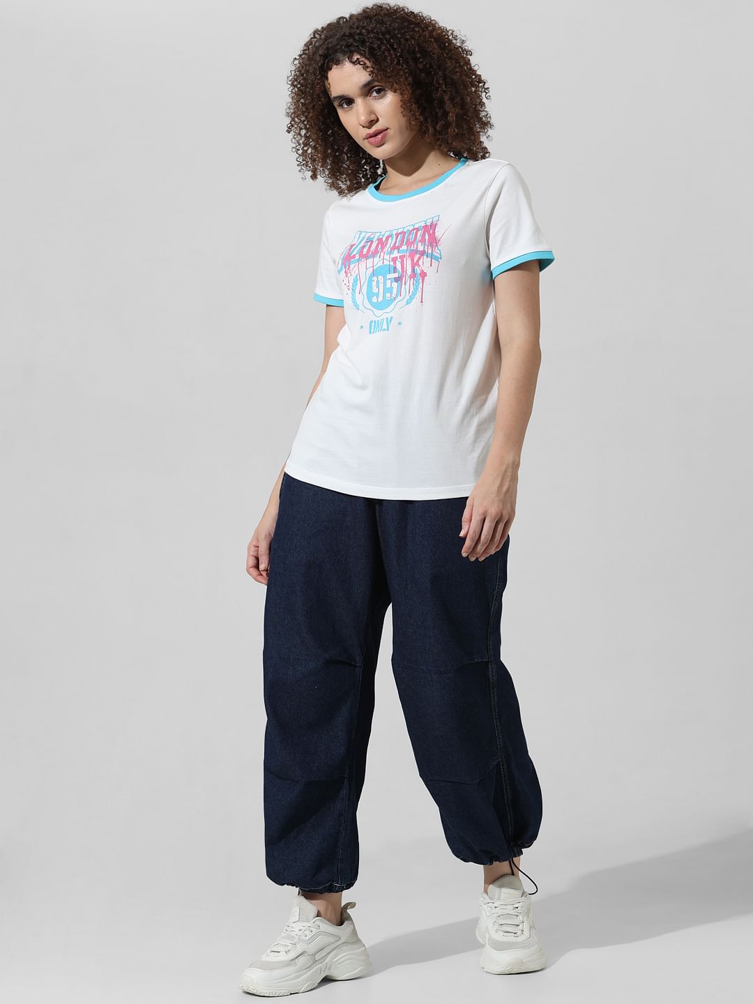 White Typographic Print T-Shirt