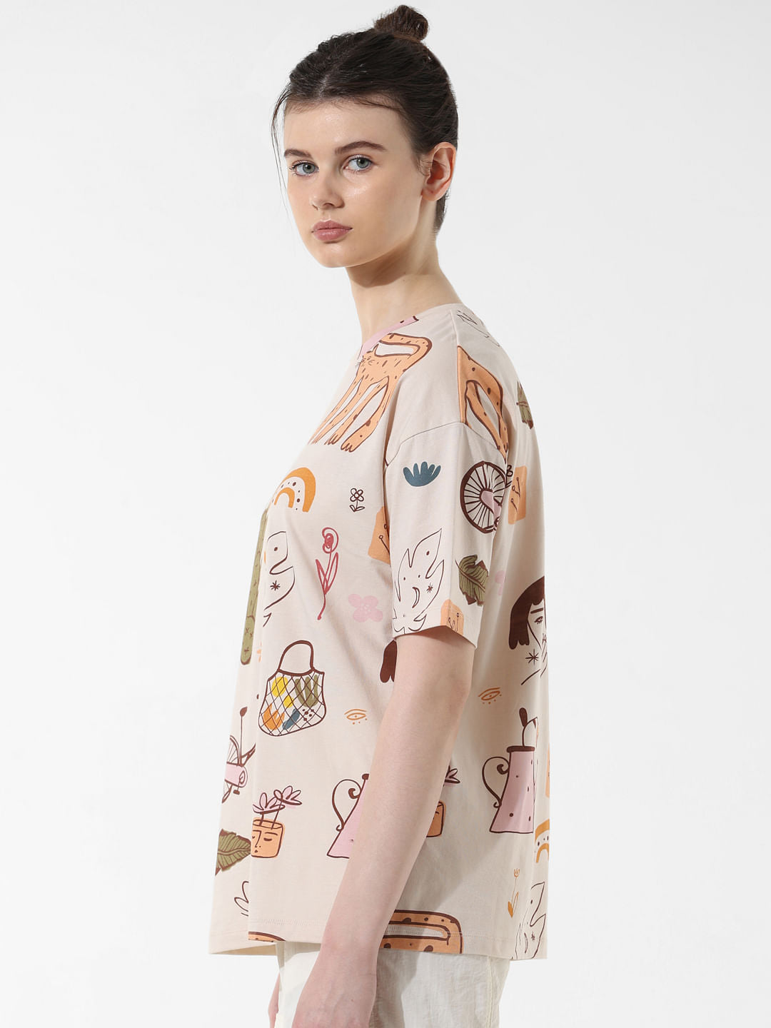 Beige Graphic Print T-Shirt