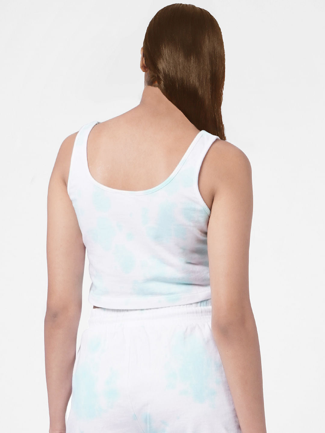 White & Green Tie Dye Co-Ord Top