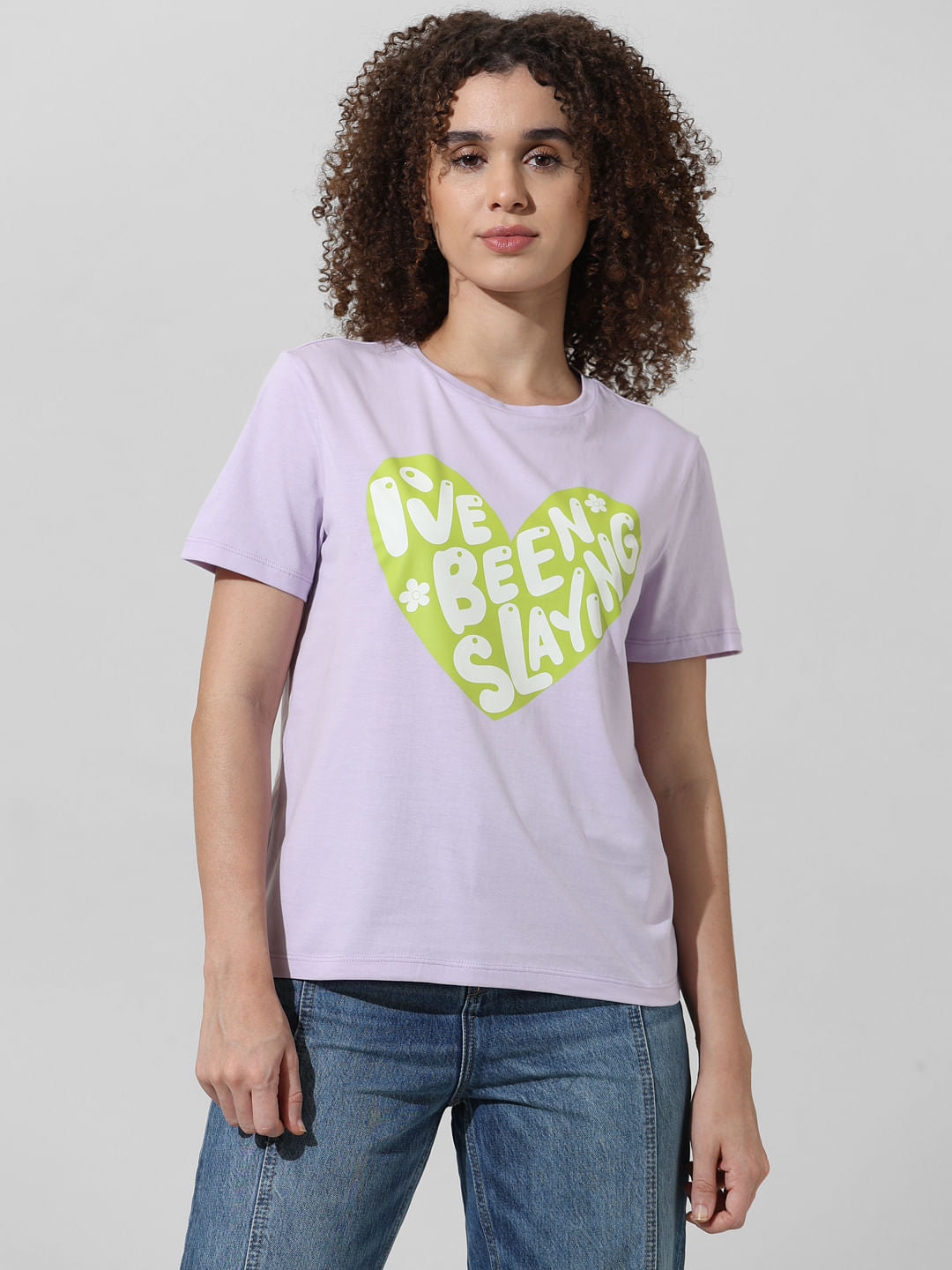Purple Typographic Print T-Shirt