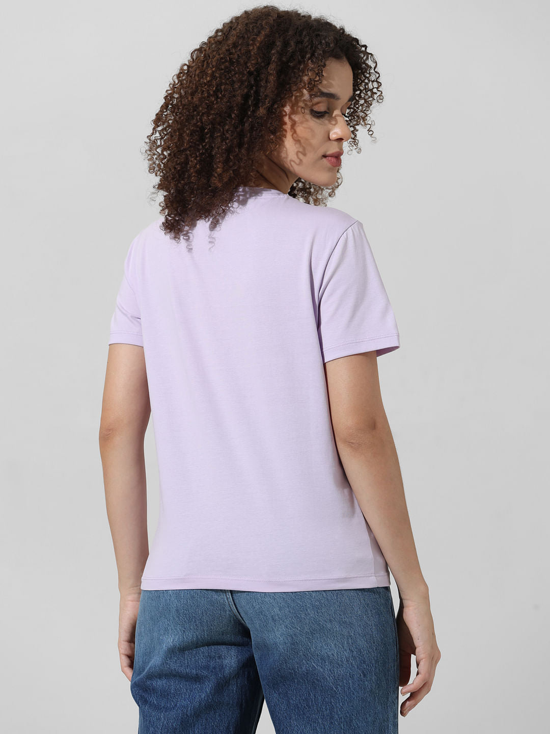 Purple Typographic Print T-Shirt