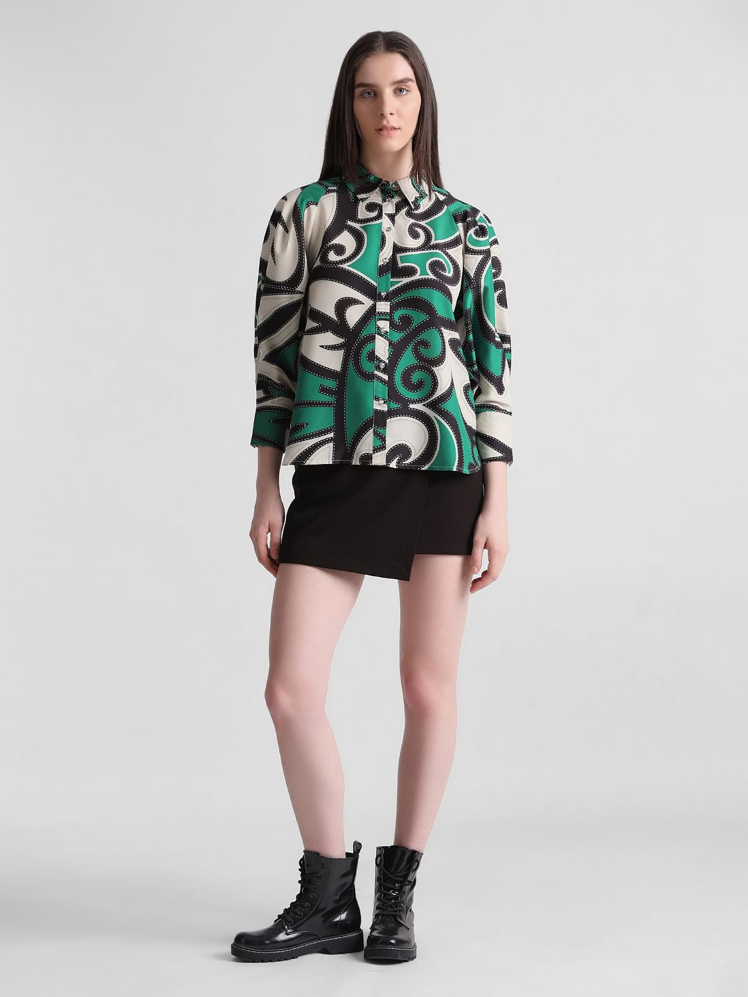 Green Abstract Print Shirt