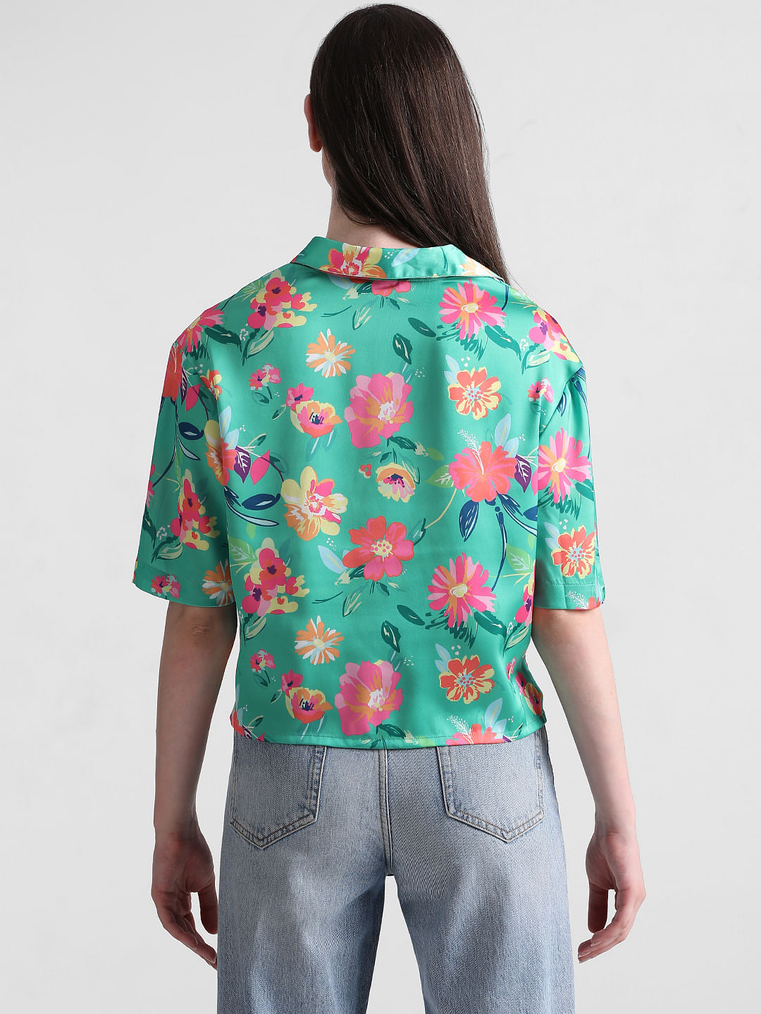 Purple Abstract Print Satin Shirt