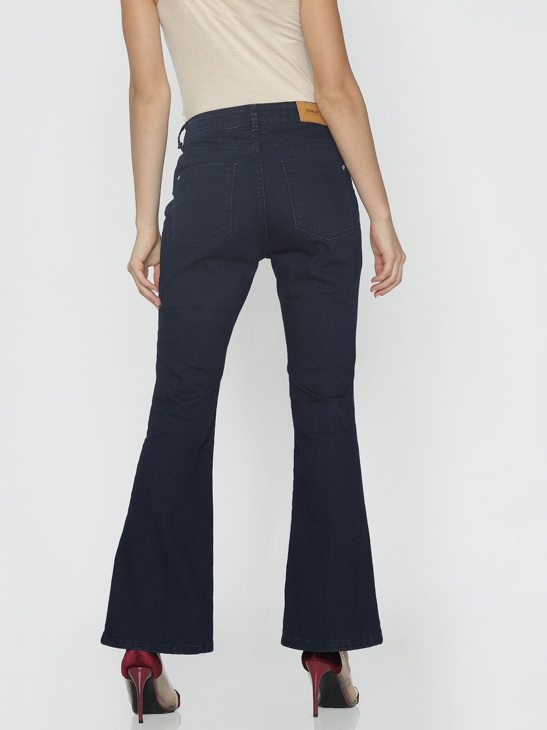Dark Blue High Rise Flared Jeans