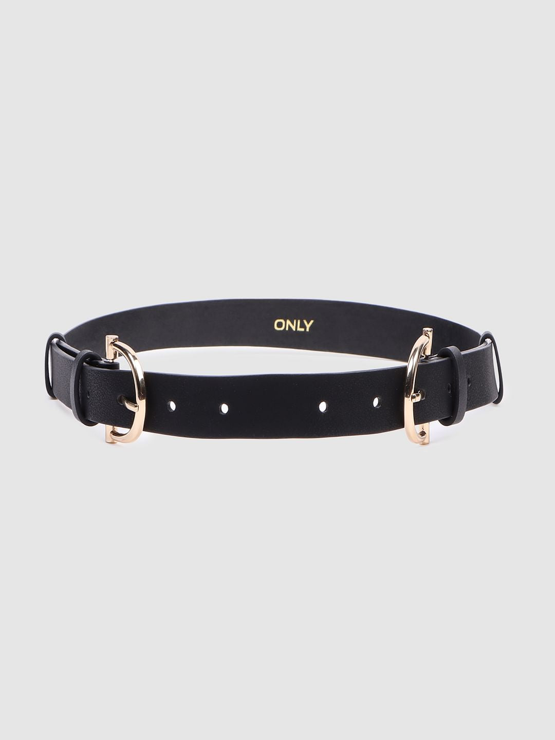 Black Twin-Buckle Waist Belt