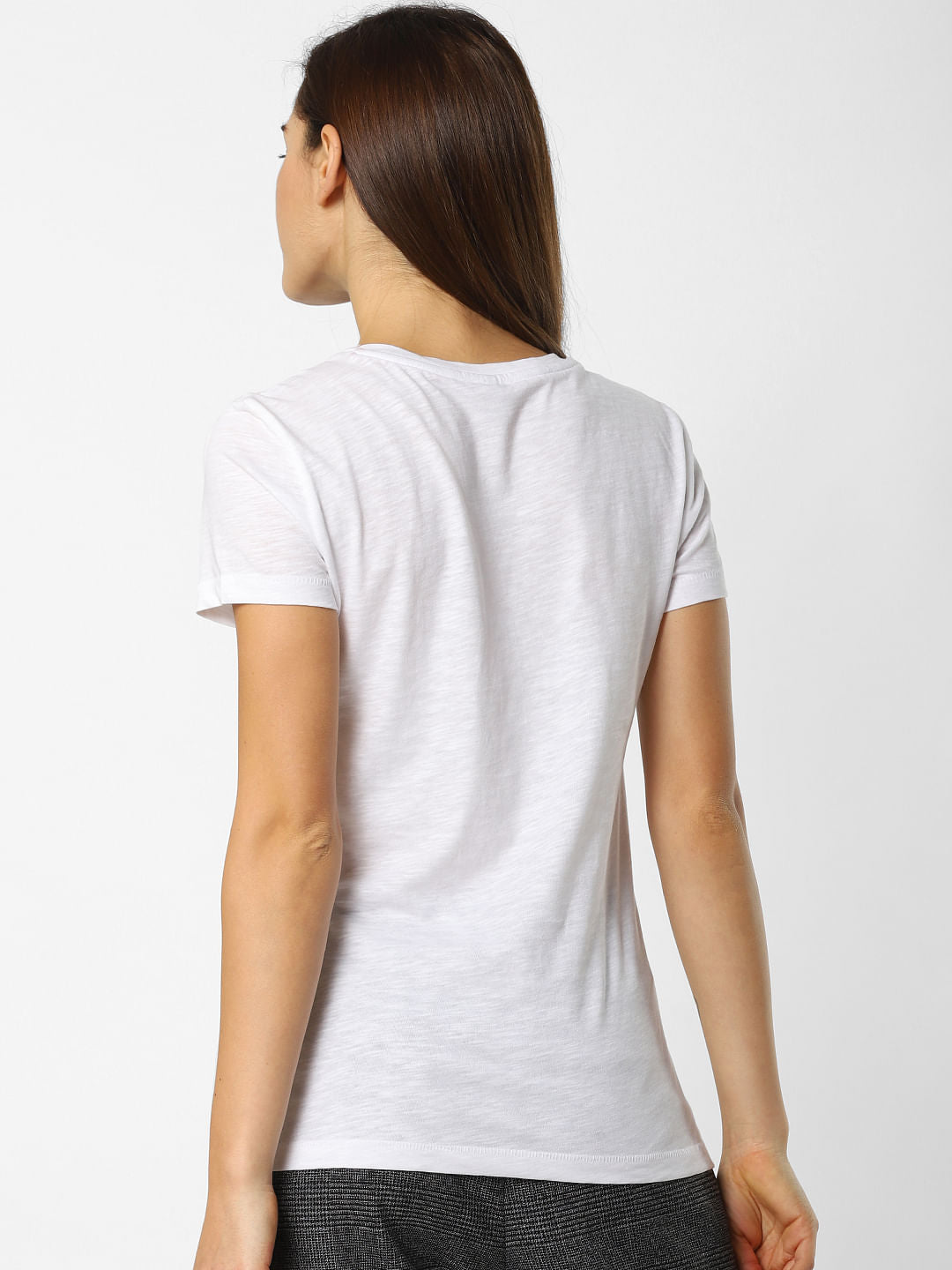 White Embellished Print T-Shirt