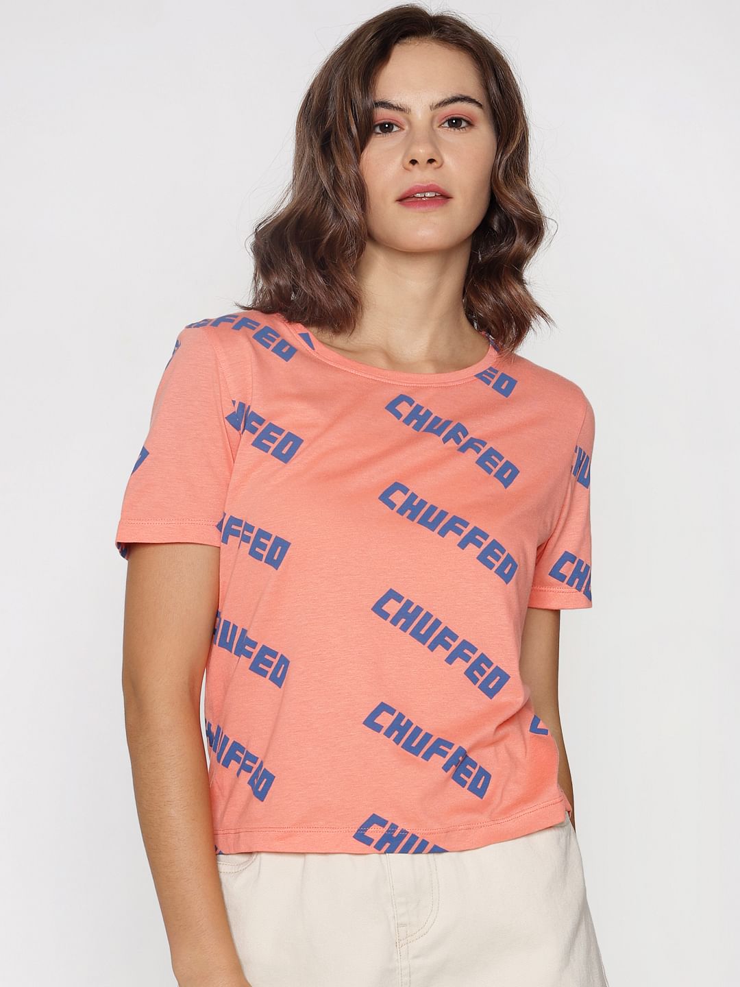 Ft Ananya Panday Coral Text Print T-Shirt