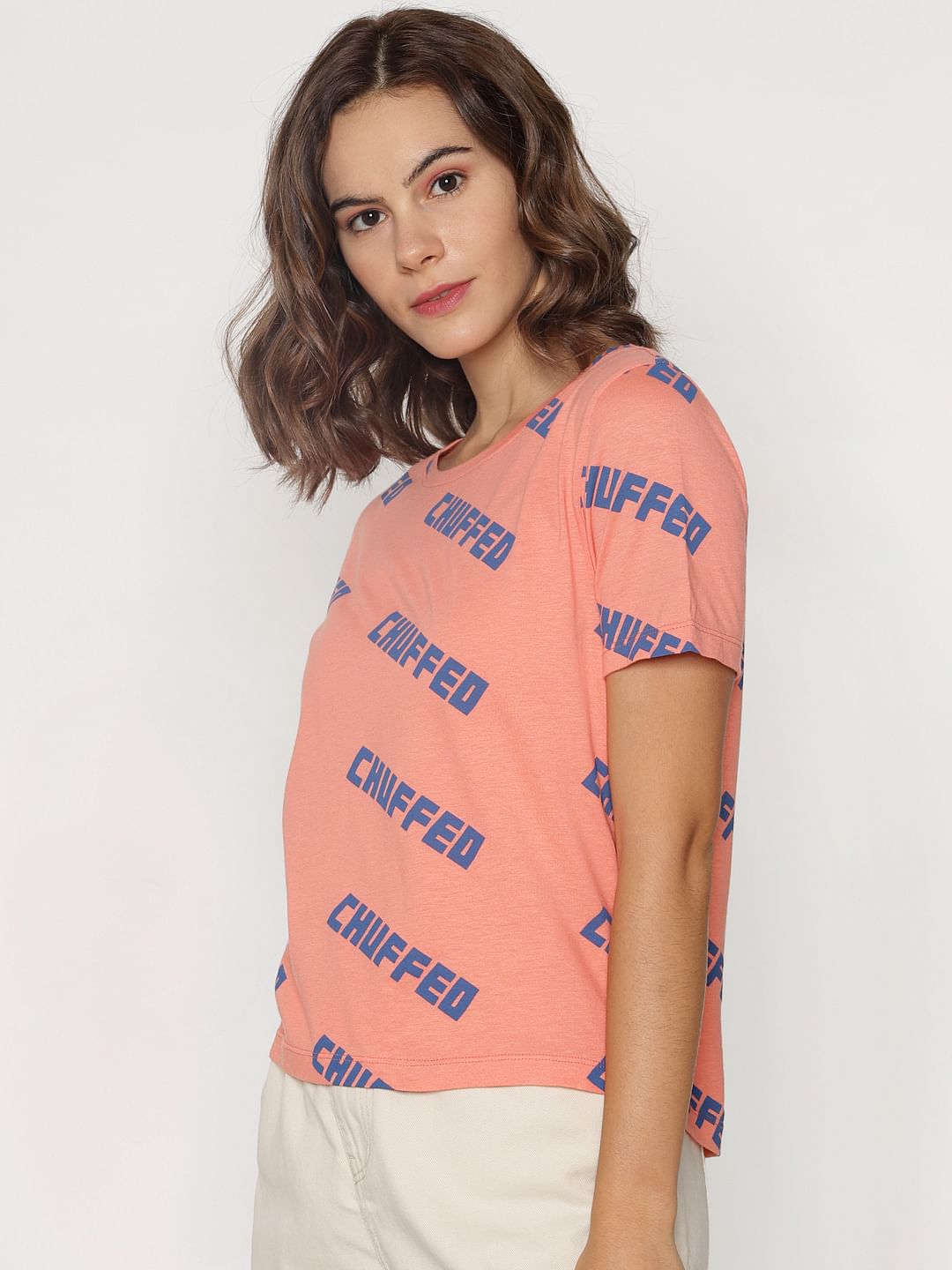 Ft Ananya Panday Coral Text Print T-Shirt