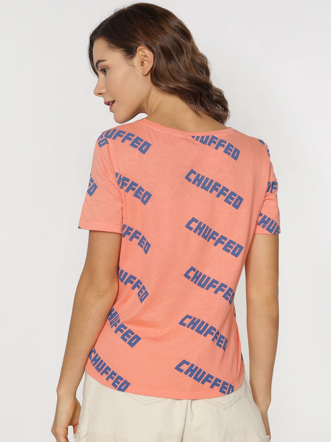 Ft Ananya Panday Coral Text Print T-Shirt