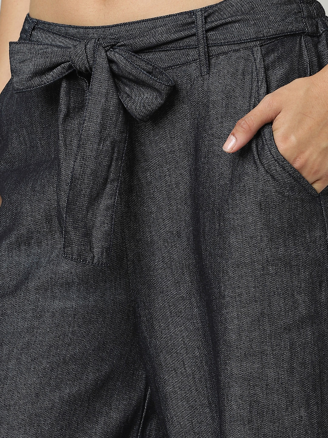 Dark Blue Mid Rise Denim Pants