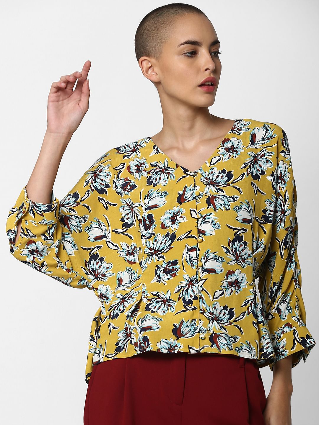 Mustard Floral Print Top