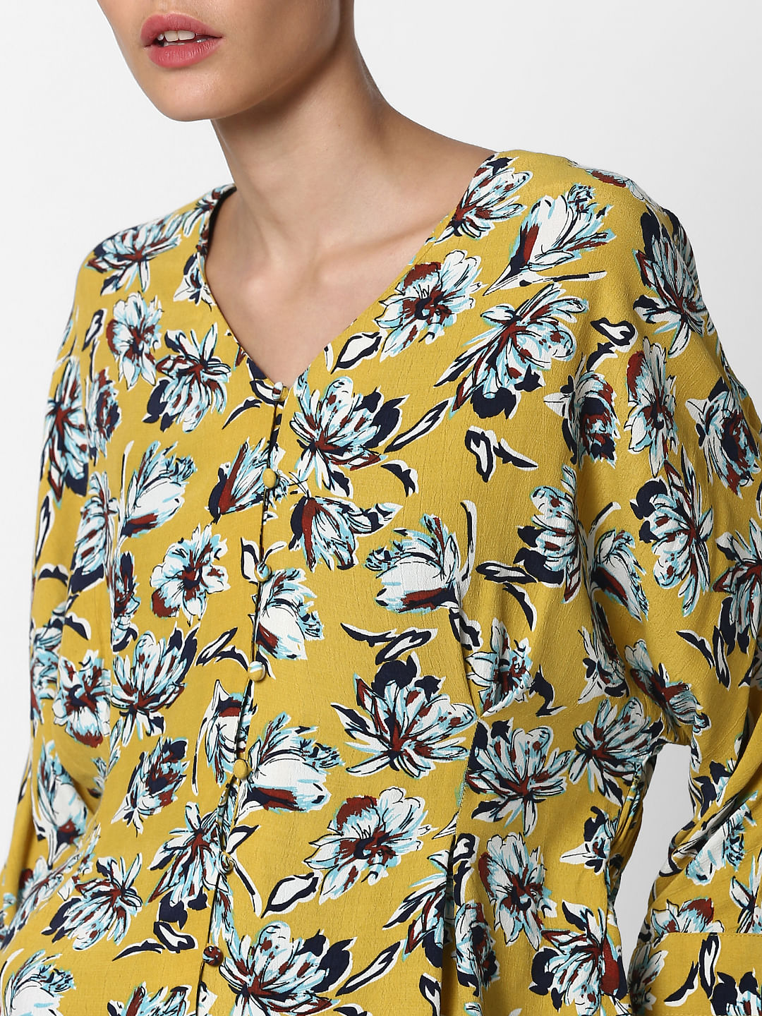 Mustard Floral Print Top