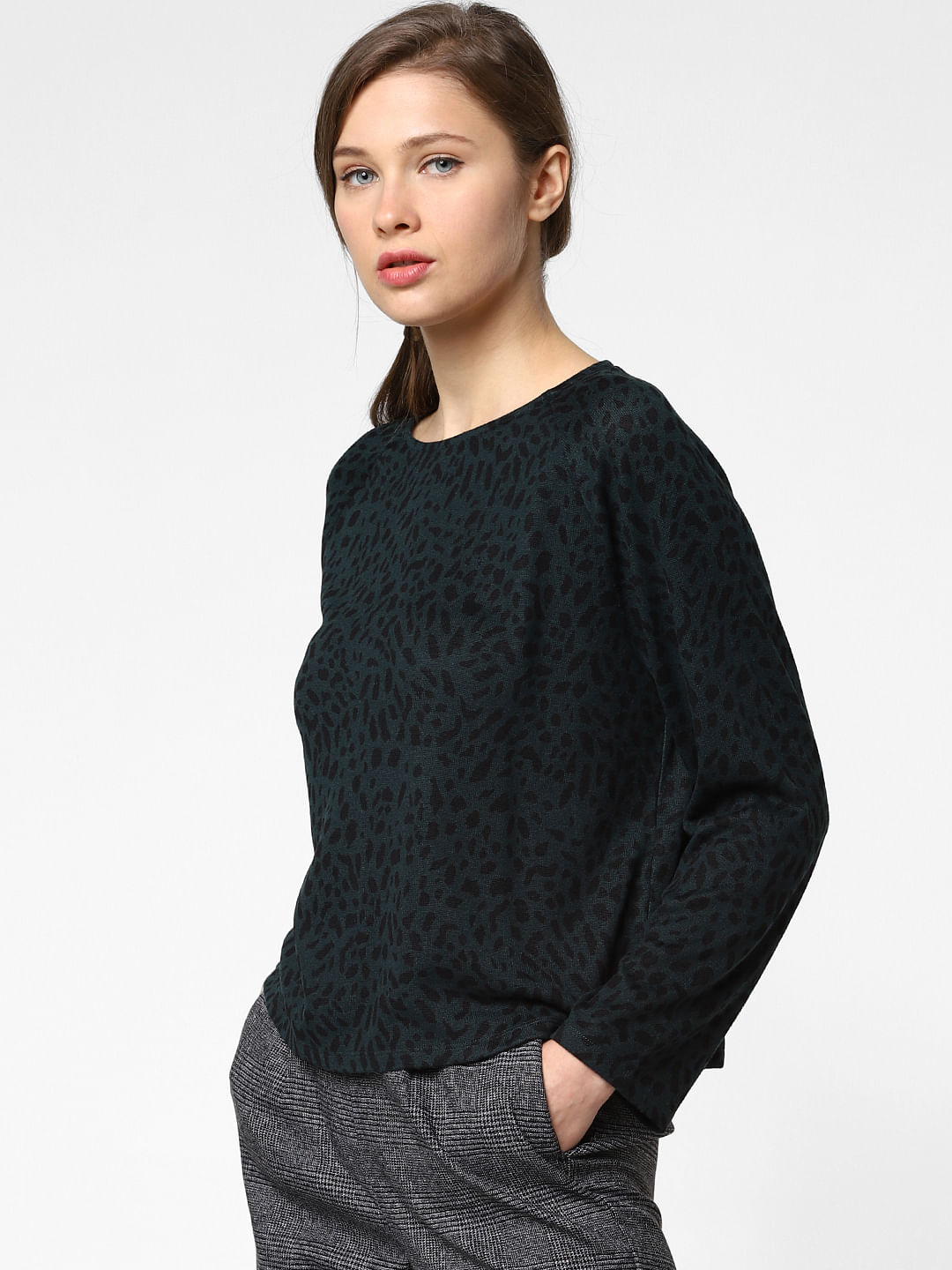 Green Animal Print Top